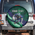 Personalised New Zealand Warriors Spare Tire Cover Polynesian Tribal Art Style With Fierce Warrior Mascot