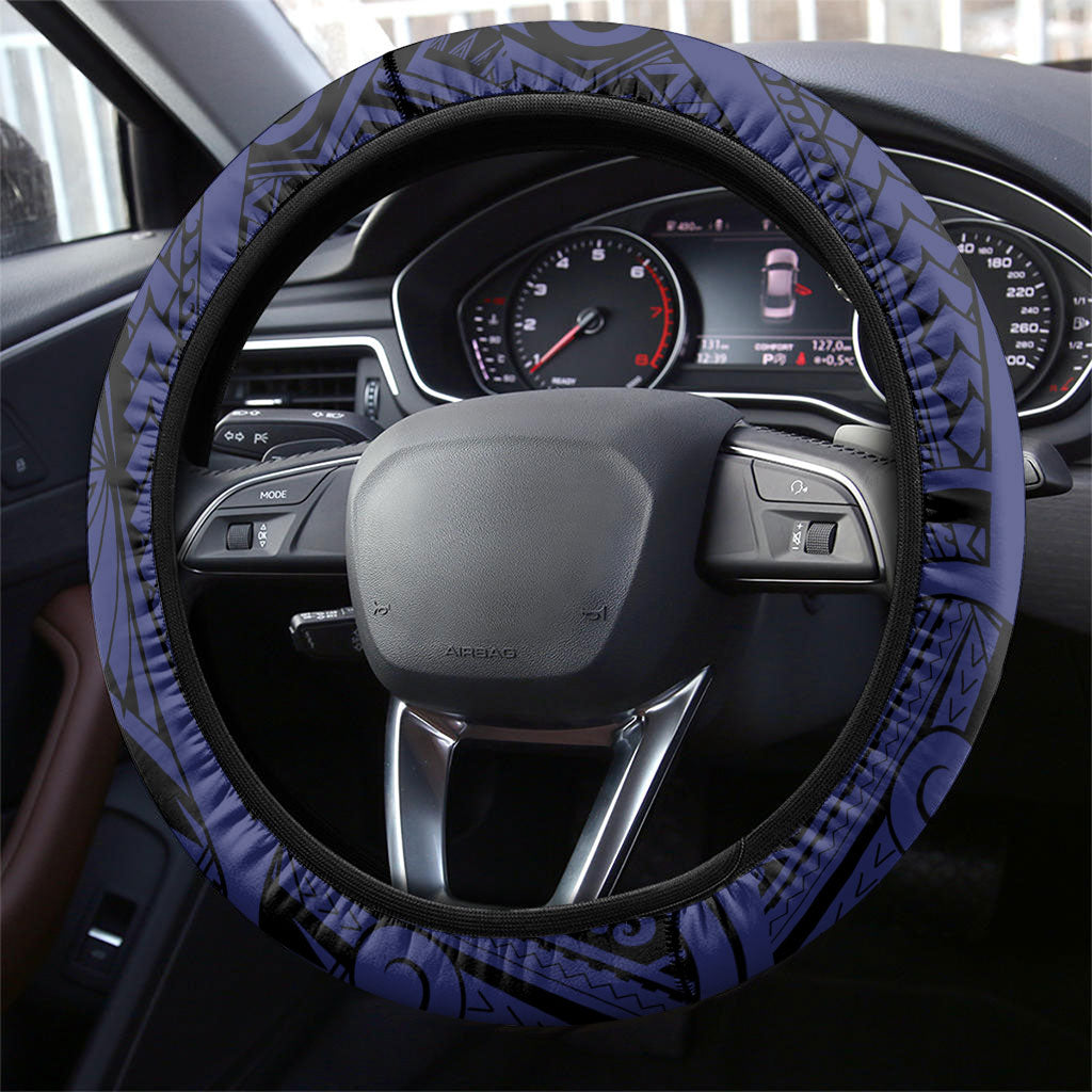 New Zealand Warriors Steering Wheel Cover Polynesian Tribal Art Style With Fierce Warrior Mascot