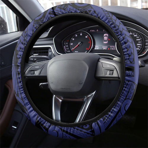 New Zealand Warriors Steering Wheel Cover Polynesian Tribal Art Style With Fierce Warrior Mascot