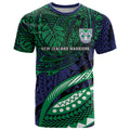 Personalised New Zealand Warriors T Shirt Polynesian Tribal Art Style With Fierce Warrior Mascot