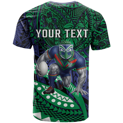 Personalised New Zealand Warriors T Shirt Polynesian Tribal Art Style With Fierce Warrior Mascot