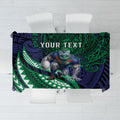 Personalised New Zealand Warriors Tablecloth Polynesian Tribal Art Style With Fierce Warrior Mascot