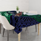 Personalised New Zealand Warriors Tablecloth Polynesian Tribal Art Style With Fierce Warrior Mascot