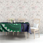 Personalised New Zealand Warriors Tablecloth Polynesian Tribal Art Style With Fierce Warrior Mascot