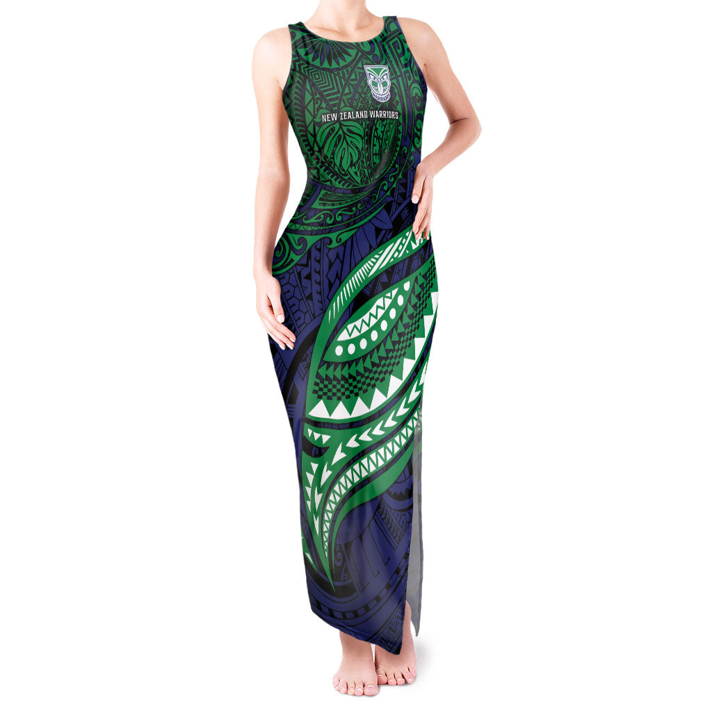 Personalised New Zealand Warriors Tank Maxi Dress Polynesian Tribal Art Style With Fierce Warrior Mascot