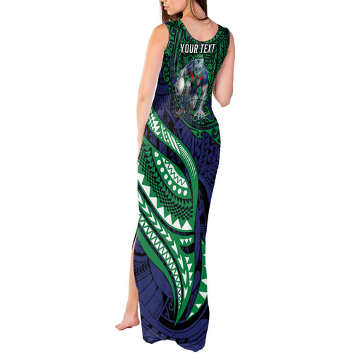 Personalised New Zealand Warriors Tank Maxi Dress Polynesian Tribal Art Style With Fierce Warrior Mascot