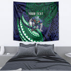 Personalised New Zealand Warriors Tapestry Polynesian Tribal Art Style With Fierce Warrior Mascot