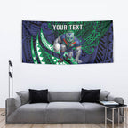 Personalised New Zealand Warriors Tapestry Polynesian Tribal Art Style With Fierce Warrior Mascot