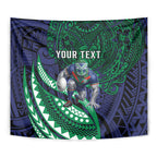 Personalised New Zealand Warriors Tapestry Polynesian Tribal Art Style With Fierce Warrior Mascot