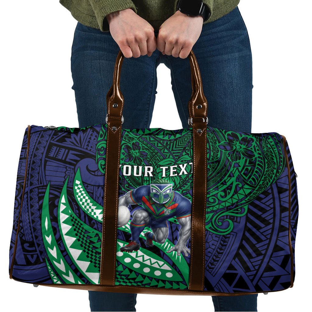 Personalised New Zealand Warriors Travel Bag Polynesian Tribal Art Style With Fierce Warrior Mascot