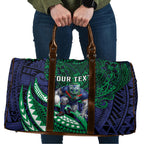 Personalised New Zealand Warriors Travel Bag Polynesian Tribal Art Style With Fierce Warrior Mascot