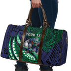 Personalised New Zealand Warriors Travel Bag Polynesian Tribal Art Style With Fierce Warrior Mascot