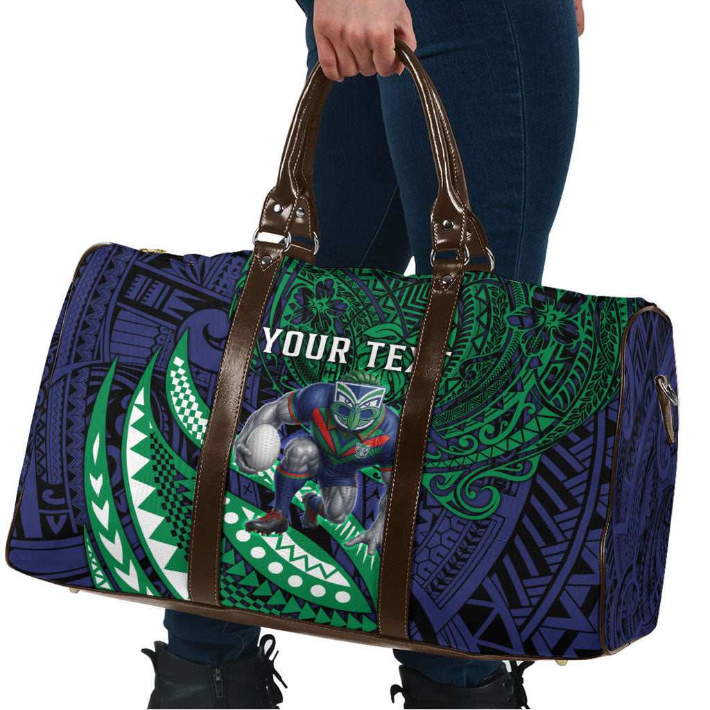 Personalised New Zealand Warriors Travel Bag Polynesian Tribal Art Style With Fierce Warrior Mascot