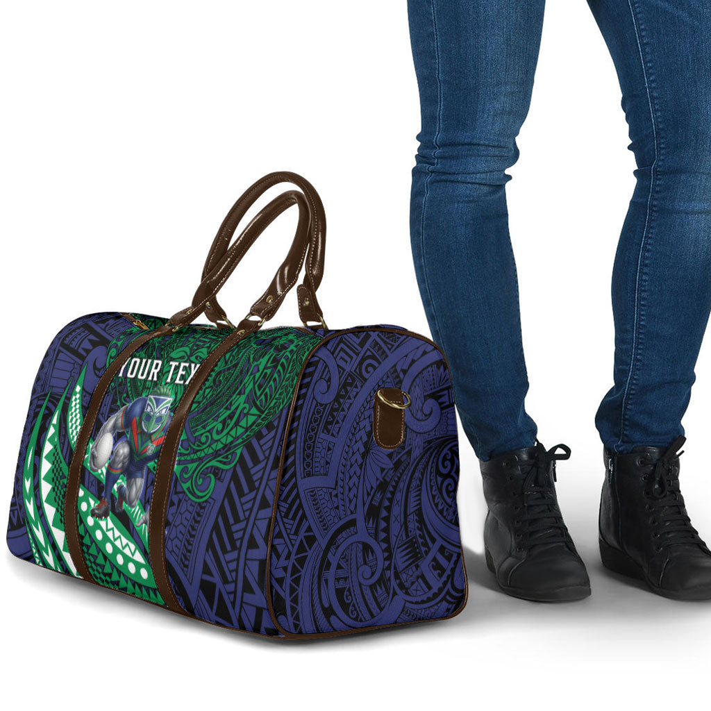 Personalised New Zealand Warriors Travel Bag Polynesian Tribal Art Style With Fierce Warrior Mascot