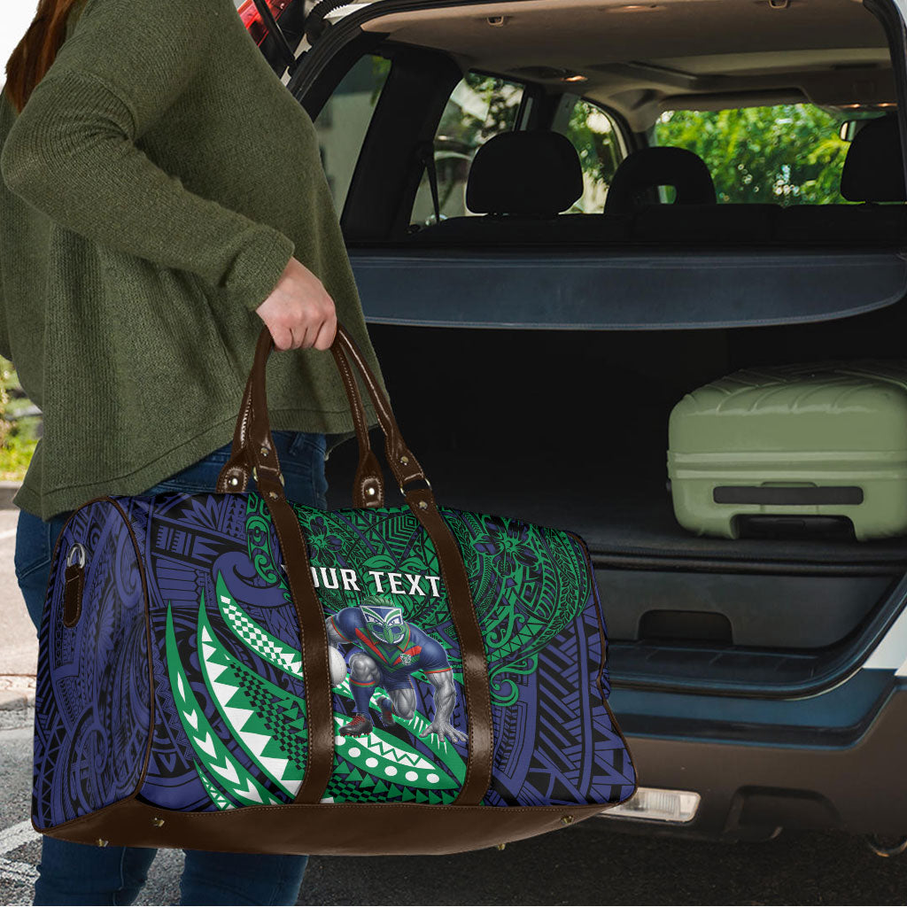 Personalised New Zealand Warriors Travel Bag Polynesian Tribal Art Style With Fierce Warrior Mascot