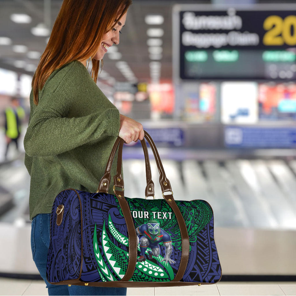 Personalised New Zealand Warriors Travel Bag Polynesian Tribal Art Style With Fierce Warrior Mascot