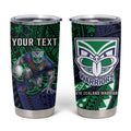 Personalised New Zealand Warriors Tumbler Cup Polynesian Tribal Art Style With Fierce Warrior Mascot