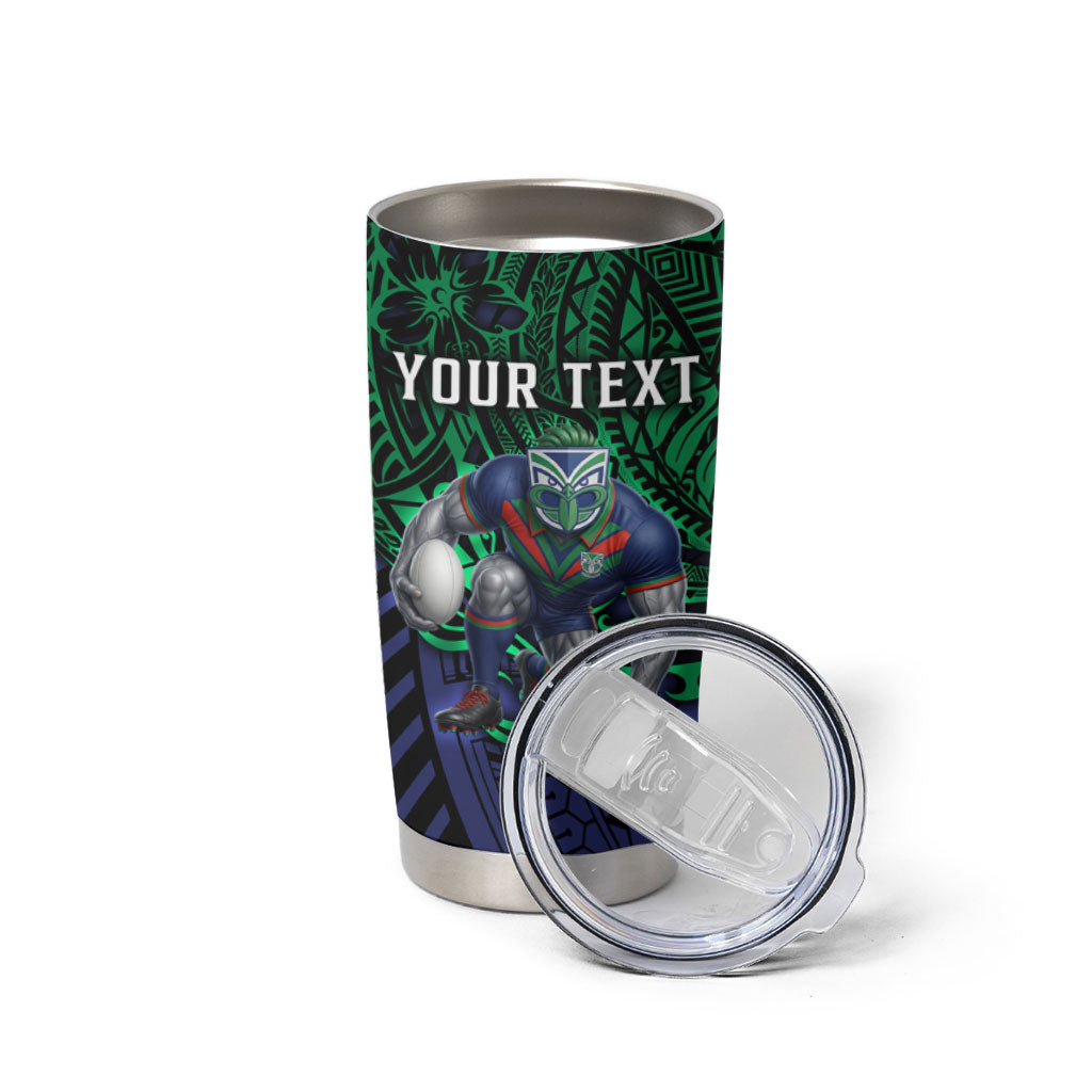 Personalised New Zealand Warriors Tumbler Cup Polynesian Tribal Art Style With Fierce Warrior Mascot