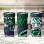 Personalised New Zealand Warriors Tumbler Cup Polynesian Tribal Art Style With Fierce Warrior Mascot