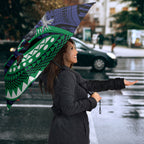 Personalised New Zealand Warriors Umbrella Polynesian Tribal Art Style With Fierce Warrior Mascot