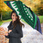 Personalised New Zealand Warriors Umbrella Polynesian Tribal Art Style With Fierce Warrior Mascot