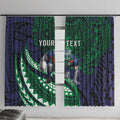 Personalised New Zealand Warriors Window Curtain Polynesian Tribal Art Style With Fierce Warrior Mascot
