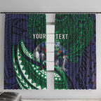Personalised New Zealand Warriors Window Curtain Polynesian Tribal Art Style With Fierce Warrior Mascot