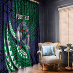 Personalised New Zealand Warriors Window Curtain Polynesian Tribal Art Style With Fierce Warrior Mascot