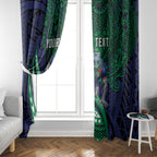 Personalised New Zealand Warriors Window Curtain Polynesian Tribal Art Style With Fierce Warrior Mascot