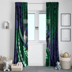 Personalised New Zealand Warriors Window Curtain Polynesian Tribal Art Style With Fierce Warrior Mascot