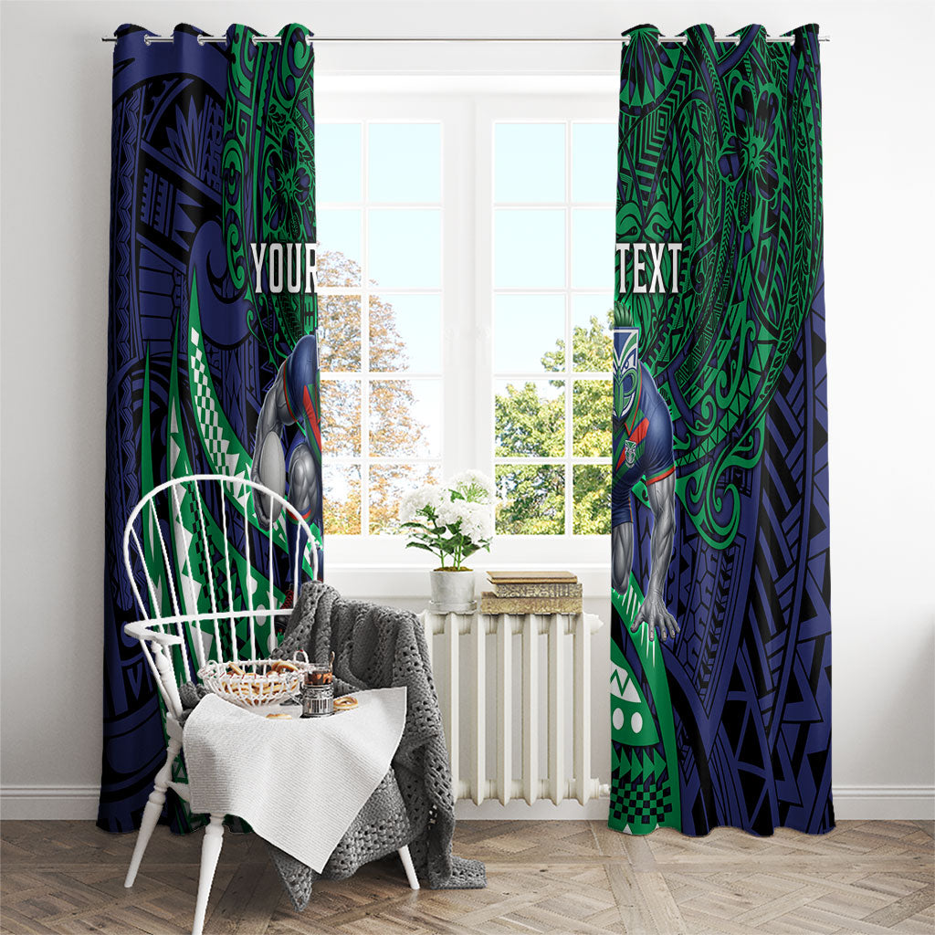 Personalised New Zealand Warriors Window Curtain Polynesian Tribal Art Style With Fierce Warrior Mascot