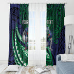 Personalised New Zealand Warriors Window Curtain Polynesian Tribal Art Style With Fierce Warrior Mascot
