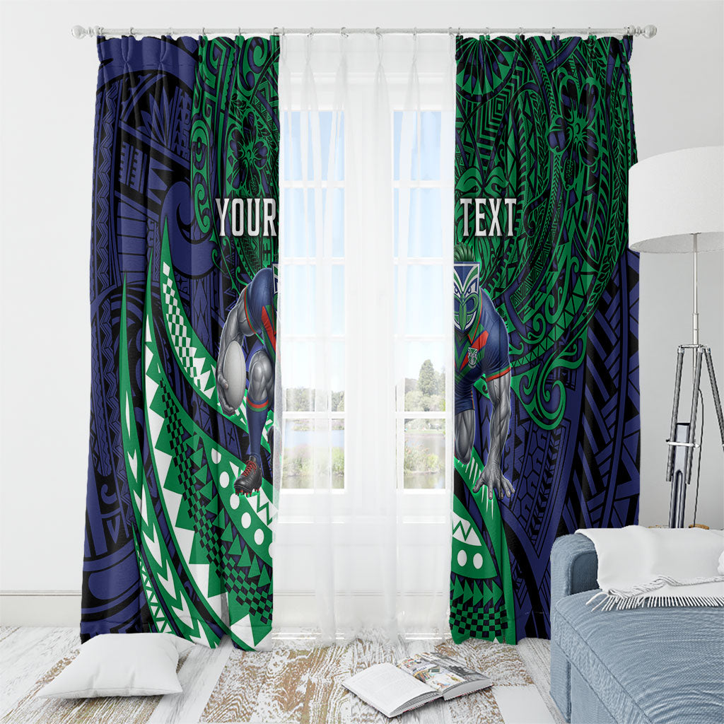 Personalised New Zealand Warriors Window Curtain Polynesian Tribal Art Style With Fierce Warrior Mascot