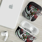 Personalised South Sydney Rabbitohs AirPods Case Polynesian Tribal Art Style With Powerful Rabbit Mascot