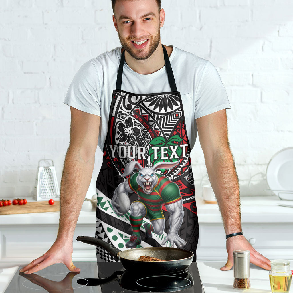 Personalised South Sydney Rabbitohs Apron Polynesian Tribal Art Style With Powerful Rabbit Mascot