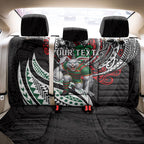 Personalised South Sydney Rabbitohs Back Car Seat Cover Polynesian Tribal Art Style With Powerful Rabbit Mascot