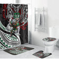Personalised South Sydney Rabbitohs Bathroom Set Polynesian Tribal Art Style With Powerful Rabbit Mascot