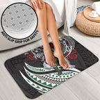Personalised South Sydney Rabbitohs Bathroom Set Polynesian Tribal Art Style With Powerful Rabbit Mascot