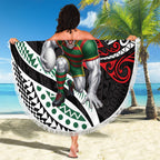 Personalised South Sydney Rabbitohs Beach Blanket Polynesian Tribal Art Style With Powerful Rabbit Mascot