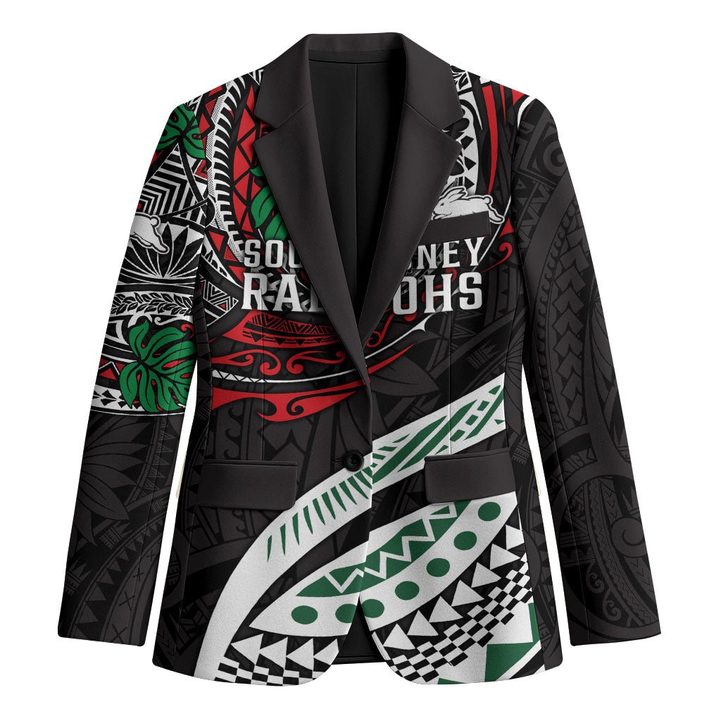 Personalised South Sydney Rabbitohs Blazer Polynesian Tribal Art Style With Powerful Rabbit Mascot