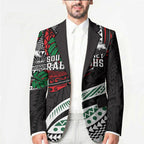 Personalised South Sydney Rabbitohs Blazer Polynesian Tribal Art Style With Powerful Rabbit Mascot