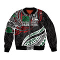 Personalised South Sydney Rabbitohs Bomber Jacket Polynesian Tribal Art Style With Powerful Rabbit Mascot