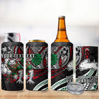 Personalised South Sydney Rabbitohs 4 in 1 Can Cooler Tumbler Polynesian Tribal Art Style With Powerful Rabbit Mascot