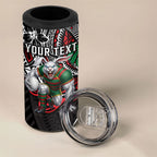Personalised South Sydney Rabbitohs 4 in 1 Can Cooler Tumbler Polynesian Tribal Art Style With Powerful Rabbit Mascot