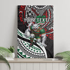 Personalised South Sydney Rabbitohs Canvas Wall Art Polynesian Tribal Art Style With Powerful Rabbit Mascot
