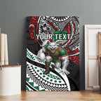 Personalised South Sydney Rabbitohs Canvas Wall Art Polynesian Tribal Art Style With Powerful Rabbit Mascot