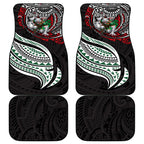 Personalised South Sydney Rabbitohs Car Mats Polynesian Tribal Art Style With Powerful Rabbit Mascot