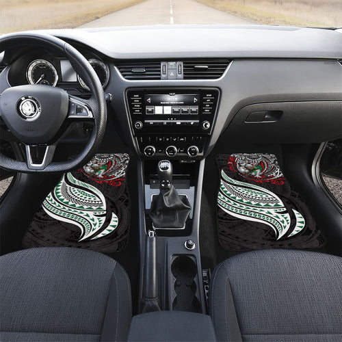 Personalised South Sydney Rabbitohs Car Mats Polynesian Tribal Art Style With Powerful Rabbit Mascot
