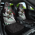 Personalised South Sydney Rabbitohs Car Seat Cover Polynesian Tribal Art Style With Powerful Rabbit Mascot