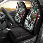 Personalised South Sydney Rabbitohs Car Seat Cover Polynesian Tribal Art Style With Powerful Rabbit Mascot